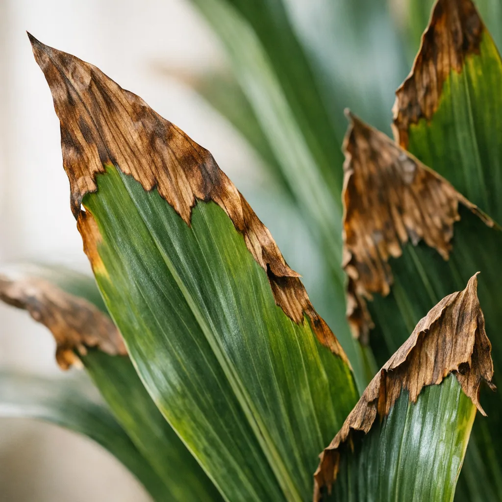 Feuilles marron : pointes et bords bruns